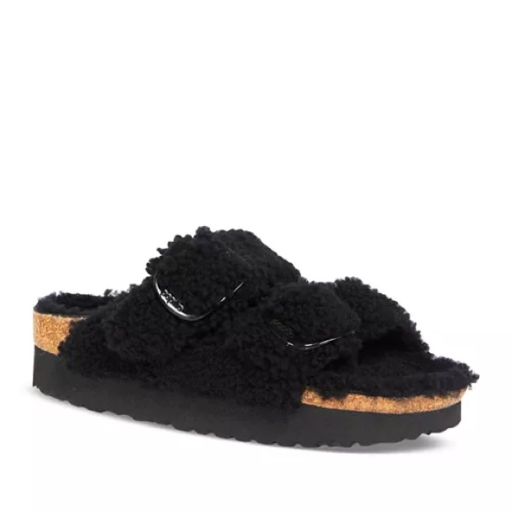 New Papillio by Birkenstock Arizona Big Buckle Shearling Slide Sandal Size 41